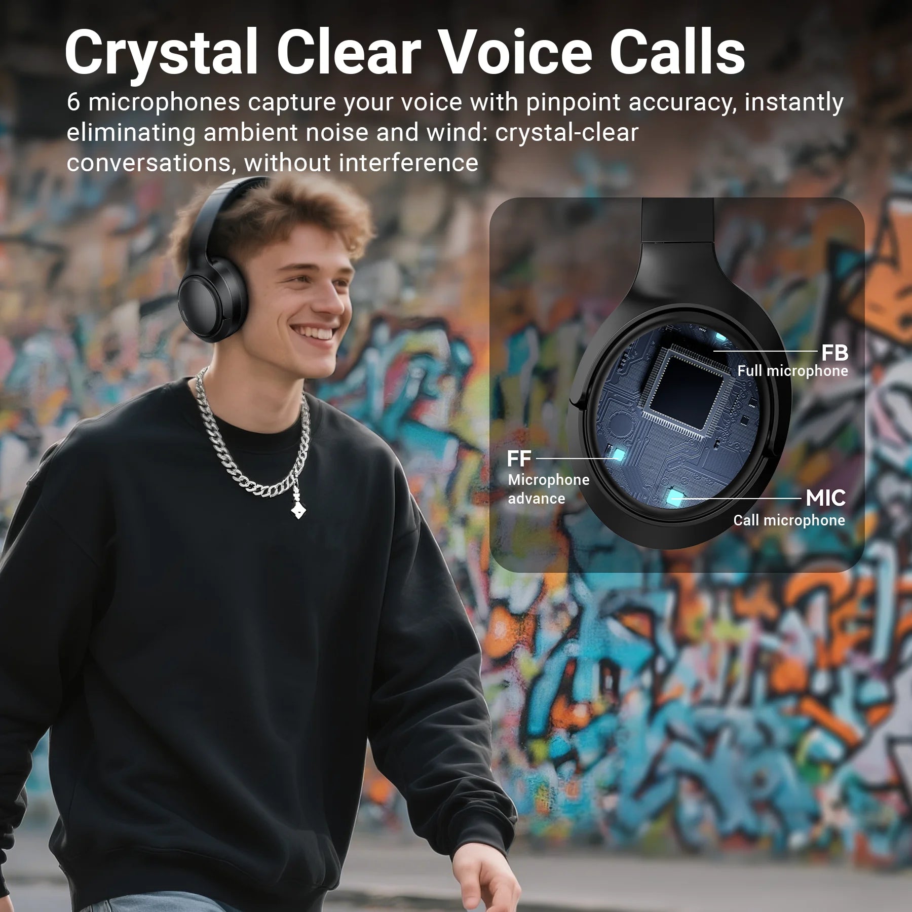 Hybrid Active Noise Cancelling Headphones Wireless Bluetooth over Ear - 50Db ANC, 120H Playback, 6-MIC ENC Clear Calls, Hi-Res 360° Spatial Audio, Foldable Comfort for Travel Office